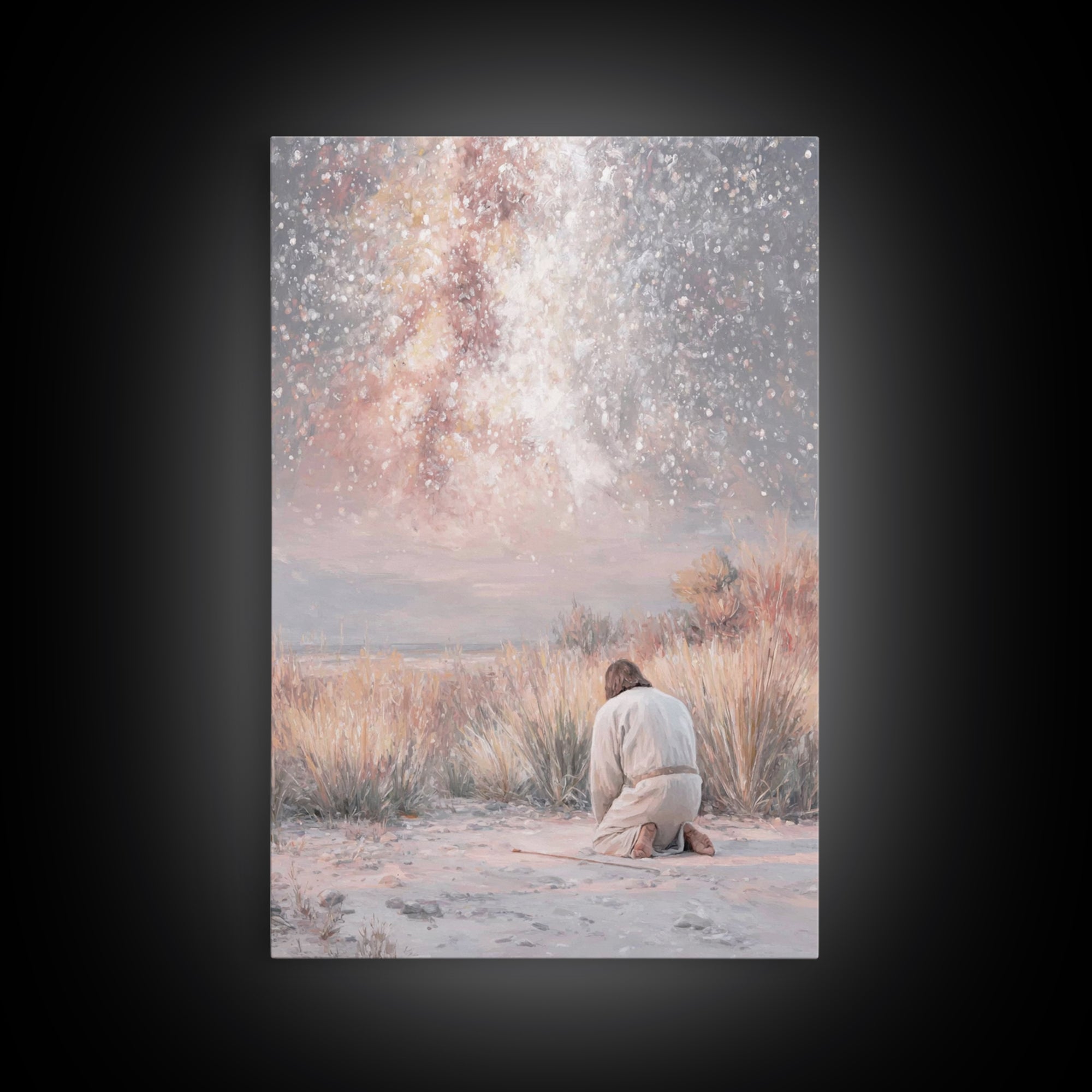 Grace In Stillness – Framed Canvas Print – Christian Christmas Art – Christian Wall Art – Christian Art Canvas – Minimalist Christian Art –