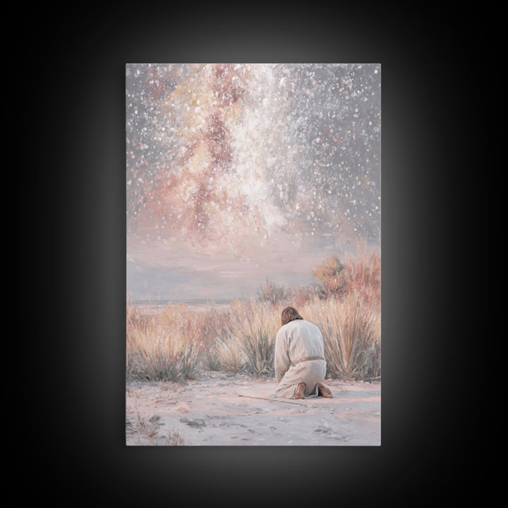 Grace In Stillness – Framed Canvas Print – Christian Christmas Art – Christian Wall Art – Christian Art Canvas – Minimalist Christian Art –