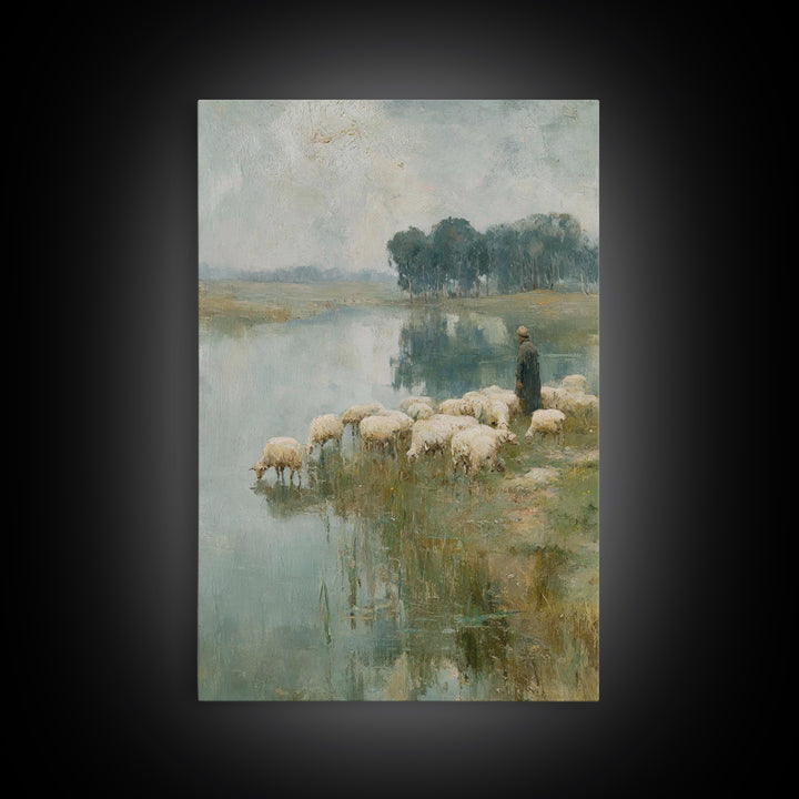 Pastoral Grace – Framed Canvas Print – Christian Wall Art – Christian Art Canvas – Jesus Painting – Christian Christmas Art – Christian Dec