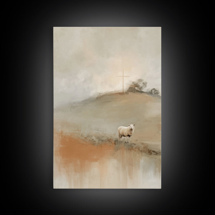 Crosslight Meadow | Framed Canvas Print | Christian Art | Christian Wall Art | Modern Christian Art | Christian Christmas Art | Jesus Paint