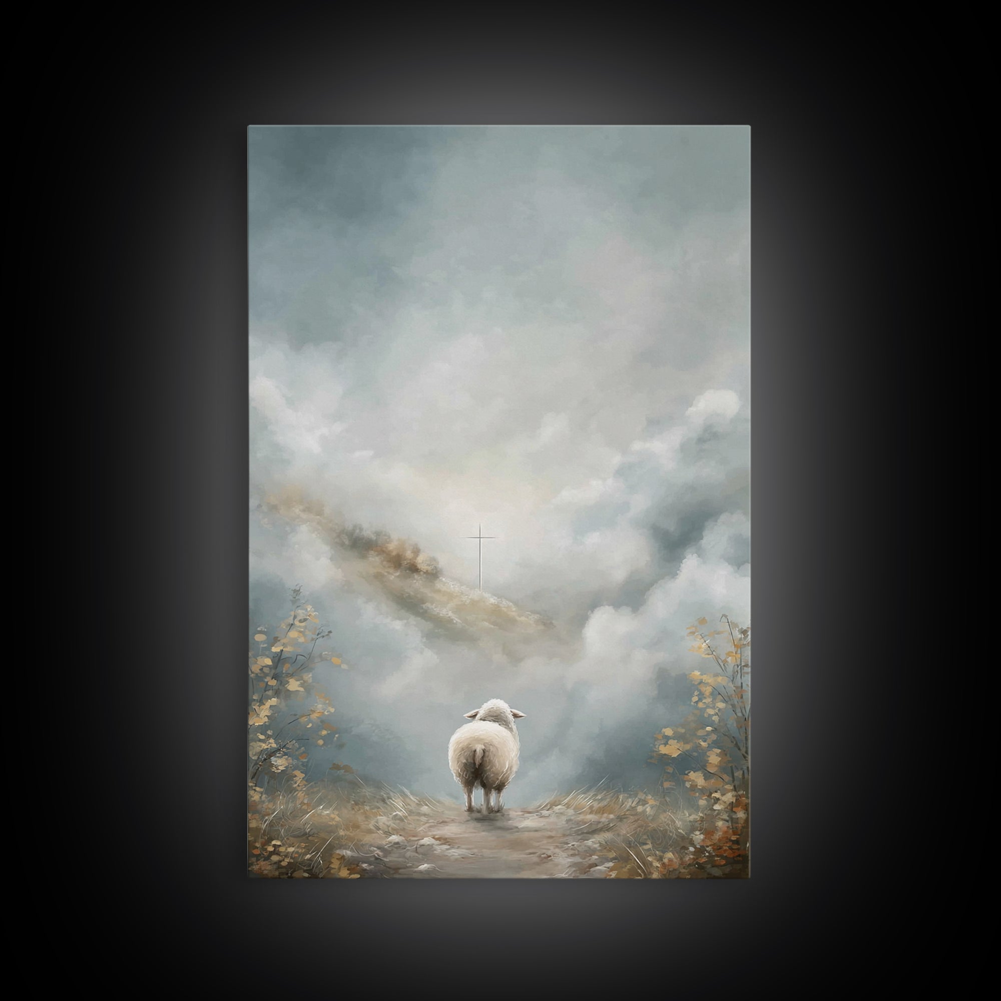 Heavenbound Lamb – Framed Canvas Print – Christian Christmas Art – Christian Wall Art – Christian Art Print – Modern Christian Art – Jesus