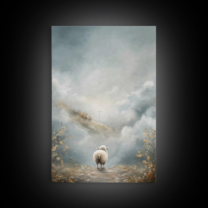 Heavenbound Lamb – Framed Canvas Print – Christian Christmas Art – Christian Wall Art – Christian Art Print – Modern Christian Art – Jesus