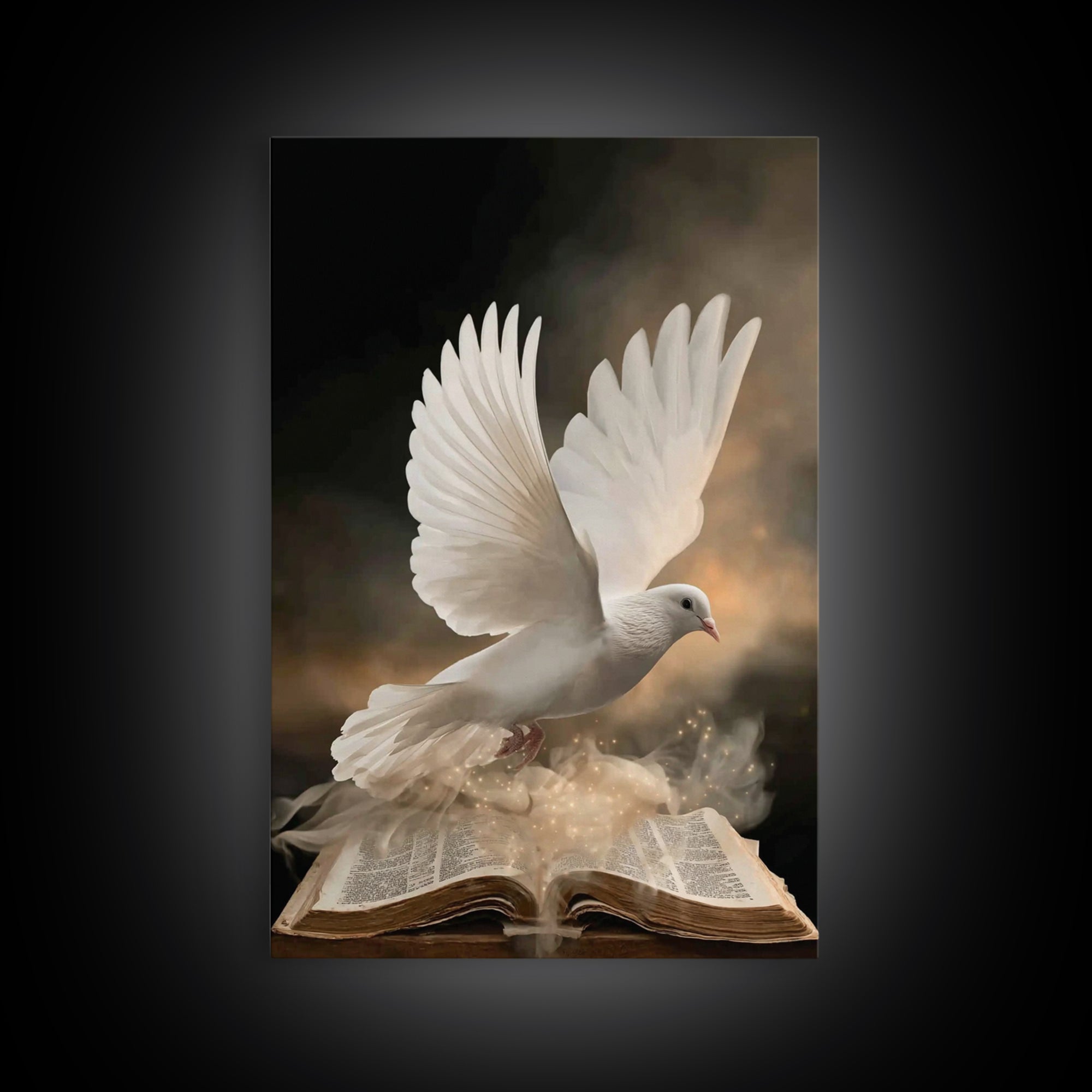Dove Of Revelation – Framed Canvas Print – Christian Wall Art – Moody Christian Art – Christian Art Canvas – Christian Christmas Art – Chri