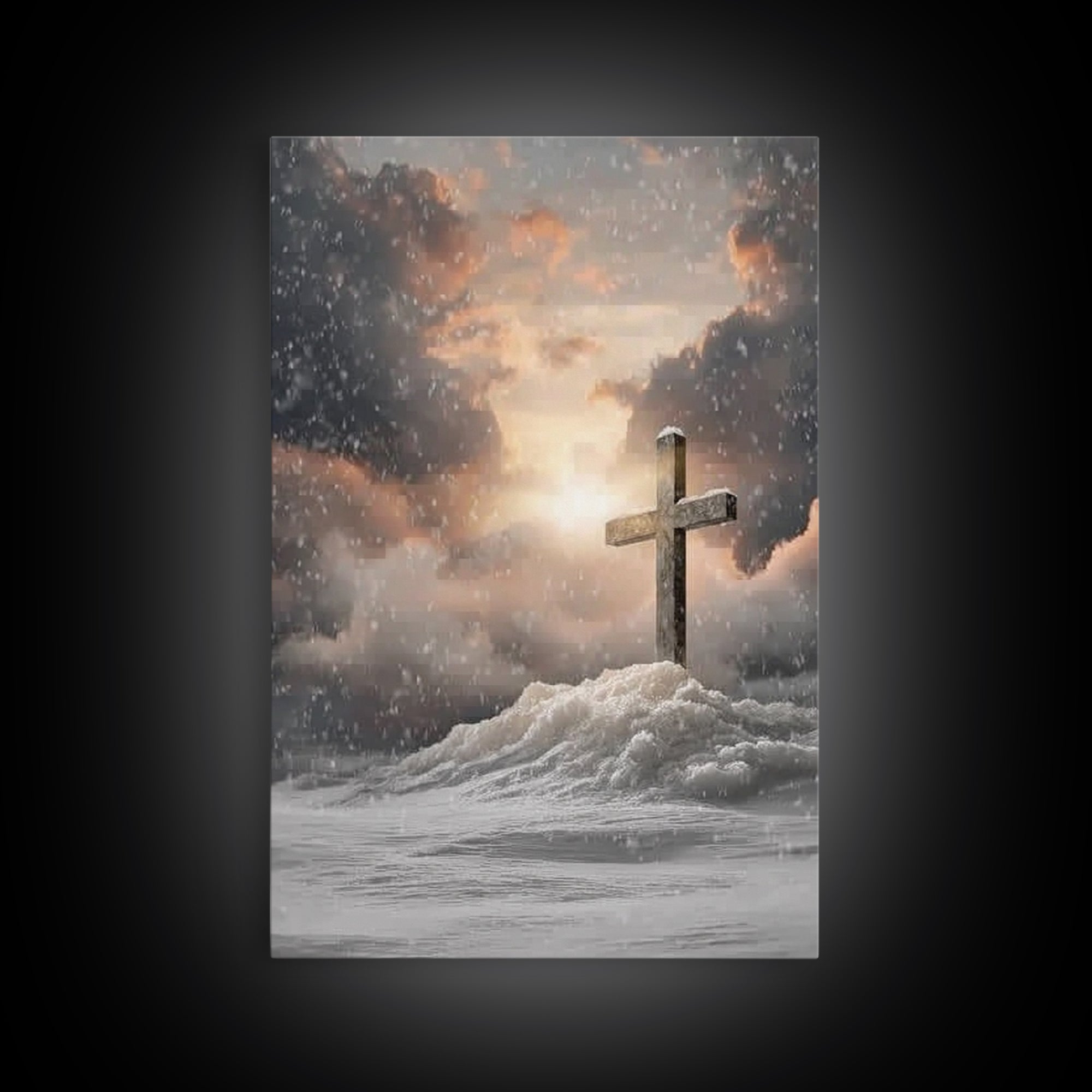 Winter Cross Hope – Framed Canvas Print – Christian Wall Art – Christian Art Canvas – Moody Christmas Art – Christian Decor – Christmas Art