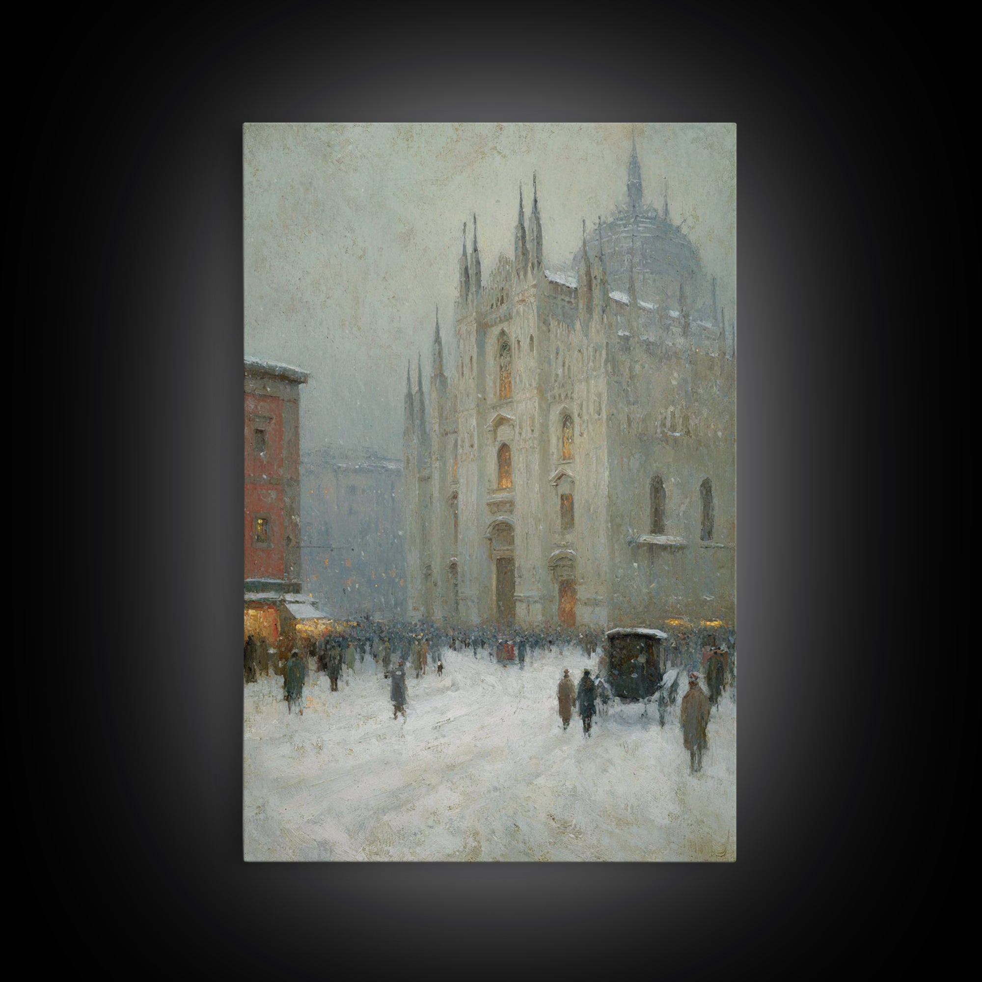 Snowfall Cathedral – Framed Canvas Print – Christian Art Canvas – Christian Wall Art – Christmas Art – Christian Christmas Art – Christian