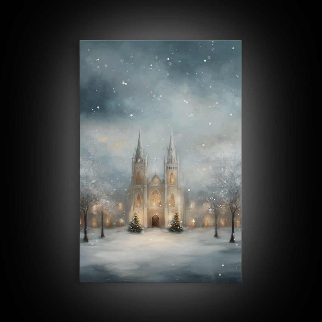 Winter Sanctuary – Framed Canvas Print – Christian Christmas Art – Christian Wall Art – Christmas Art Prints – Christmas Canvas Wall Art –