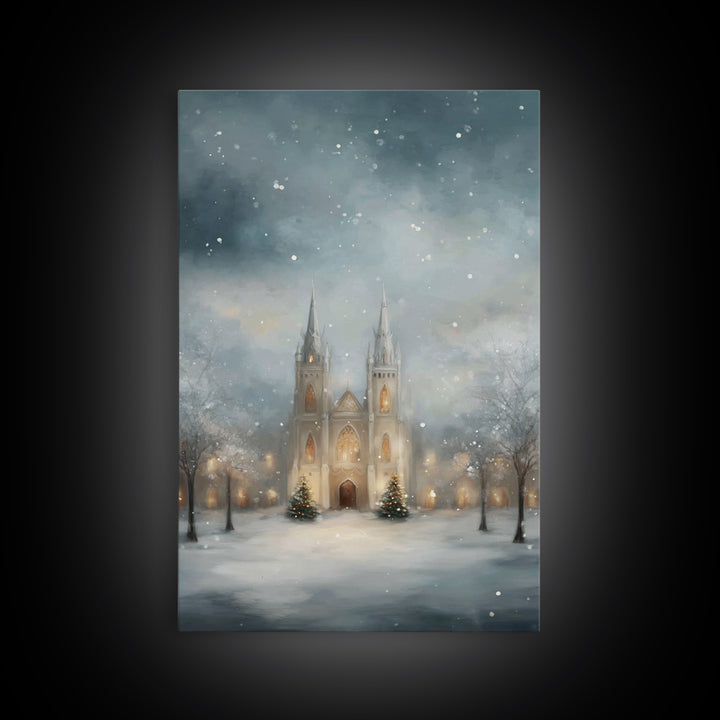 Winter Sanctuary – Framed Canvas Print – Christian Christmas Art – Christian Wall Art – Christmas Art Prints – Christmas Canvas Wall Art –