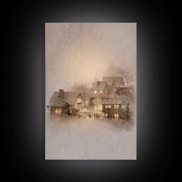 Holy Hearth Glow – Framed Canvas Print – Christian Art Canvas – Christmas Wall Art – Christian Christmas Art – Moody Christmas Art – Christ