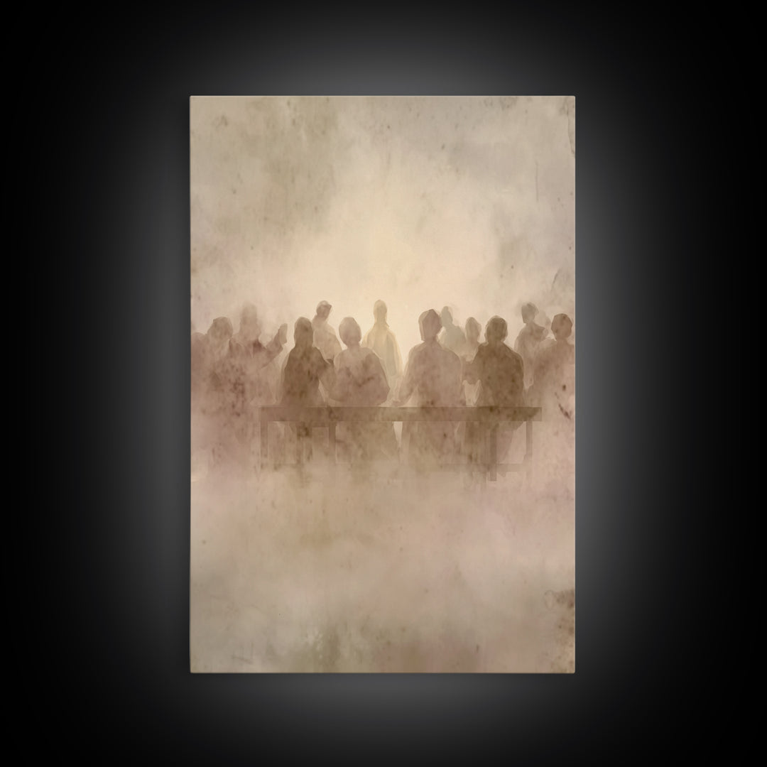 Communion Shadows – Framed Canvas Print – Moody Christian Art – Jesus Painting – Christian Wall Art – Abstract Christian Art – Christian Ar
