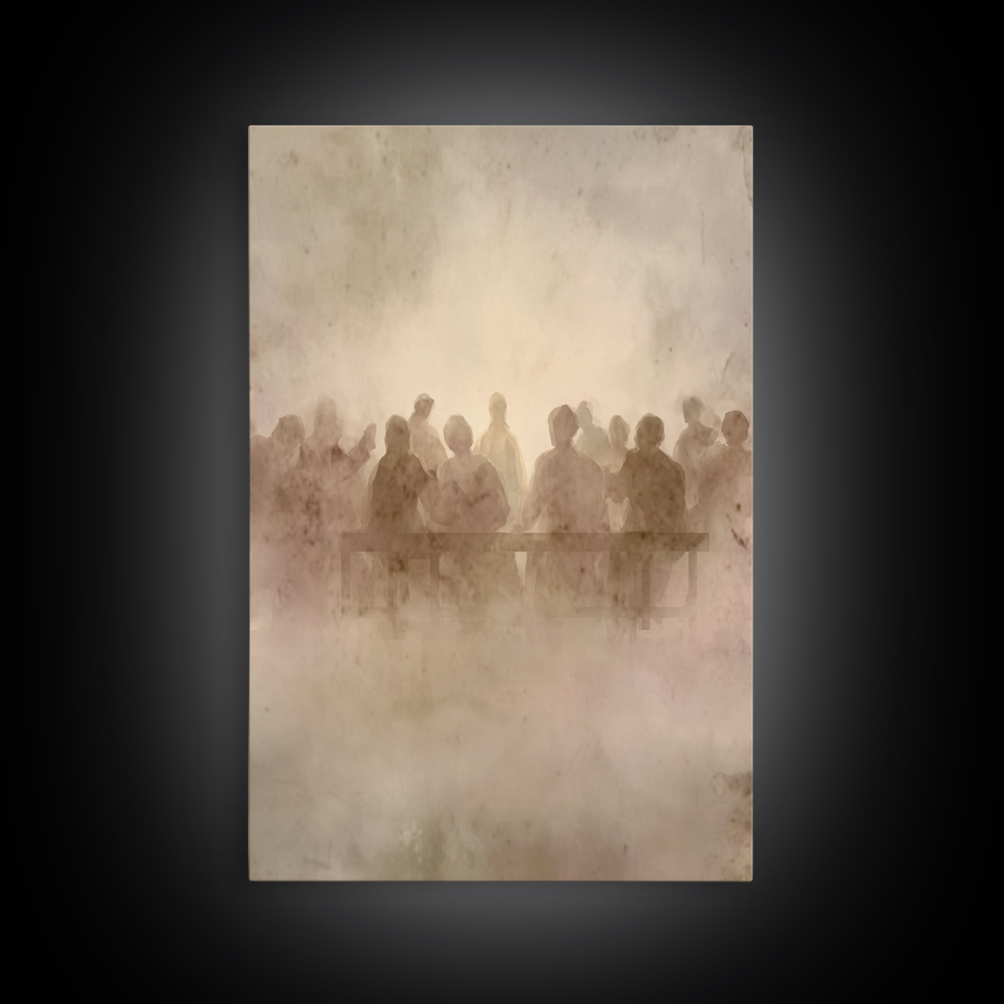 Communion Shadows – Framed Canvas Print – Moody Christian Art – Jesus Painting – Christian Wall Art – Abstract Christian Art – Christian Ar