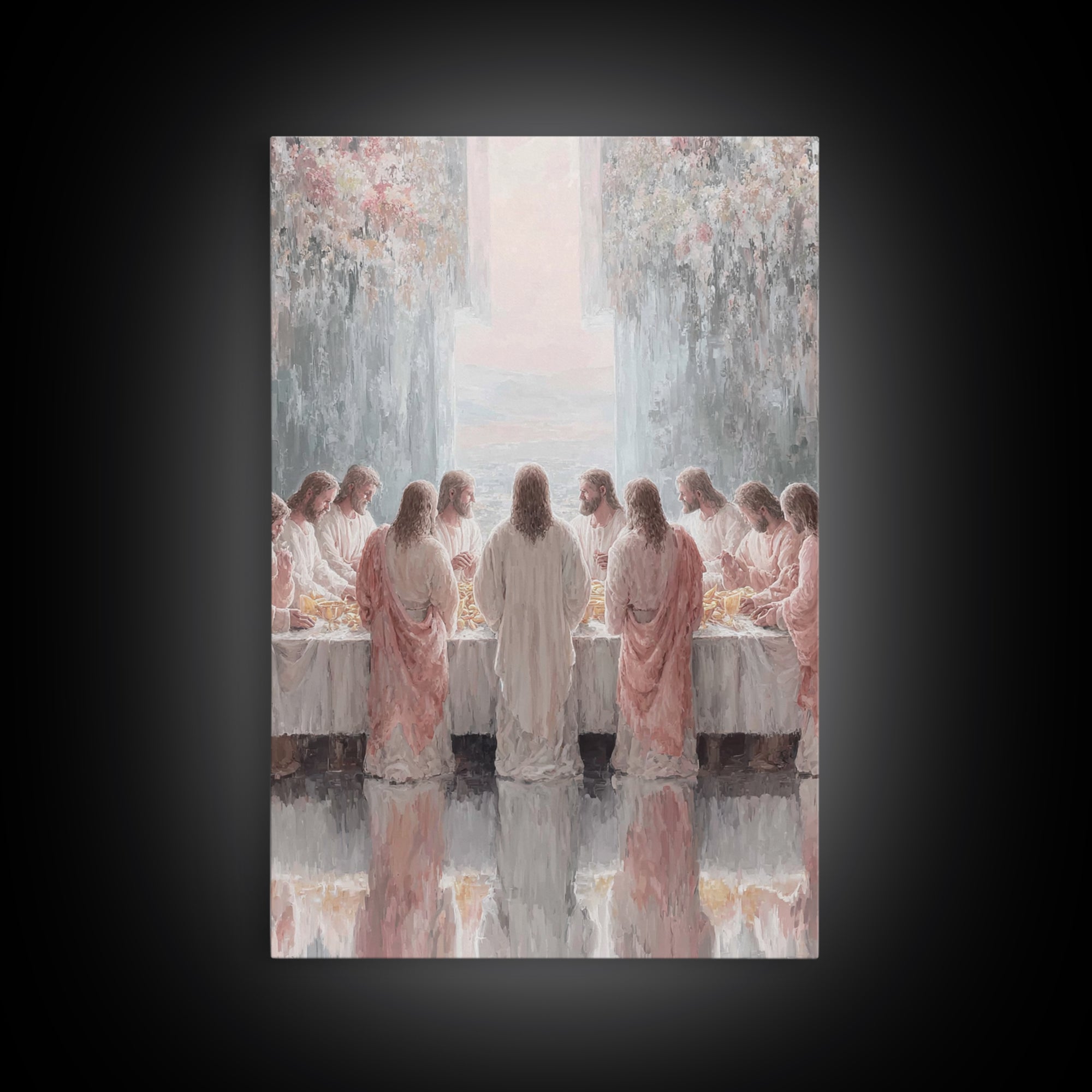 Heavenly Supper Light – Framed Canvas Print – Jesus Painting – Christian Wall Art – Christian Art Canvas – Modern Christian Art – Large Chr