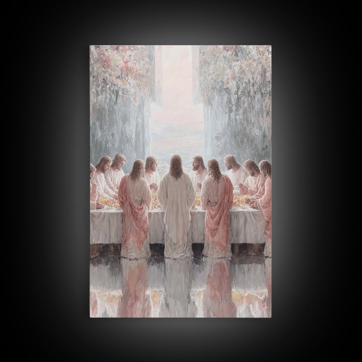Heavenly Supper Light – Framed Canvas Print – Jesus Painting – Christian Wall Art – Christian Art Canvas – Modern Christian Art – Large Chr