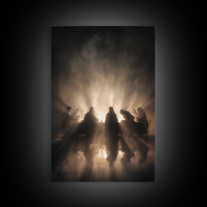 Glory At The Table | Framed Canvas Print | Christian Wall Art | Jesus Painting | Christian Art Canvas | Moody Christian Art | Unique Christ