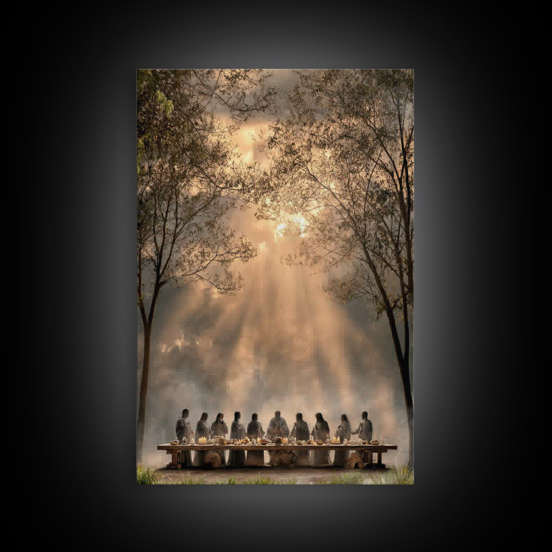 Supper Beneath Glory – Framed Canvas Print – Christian Art Canvas – Jesus Painting – Christian Wall Art – Modern Christian Painting – Chris