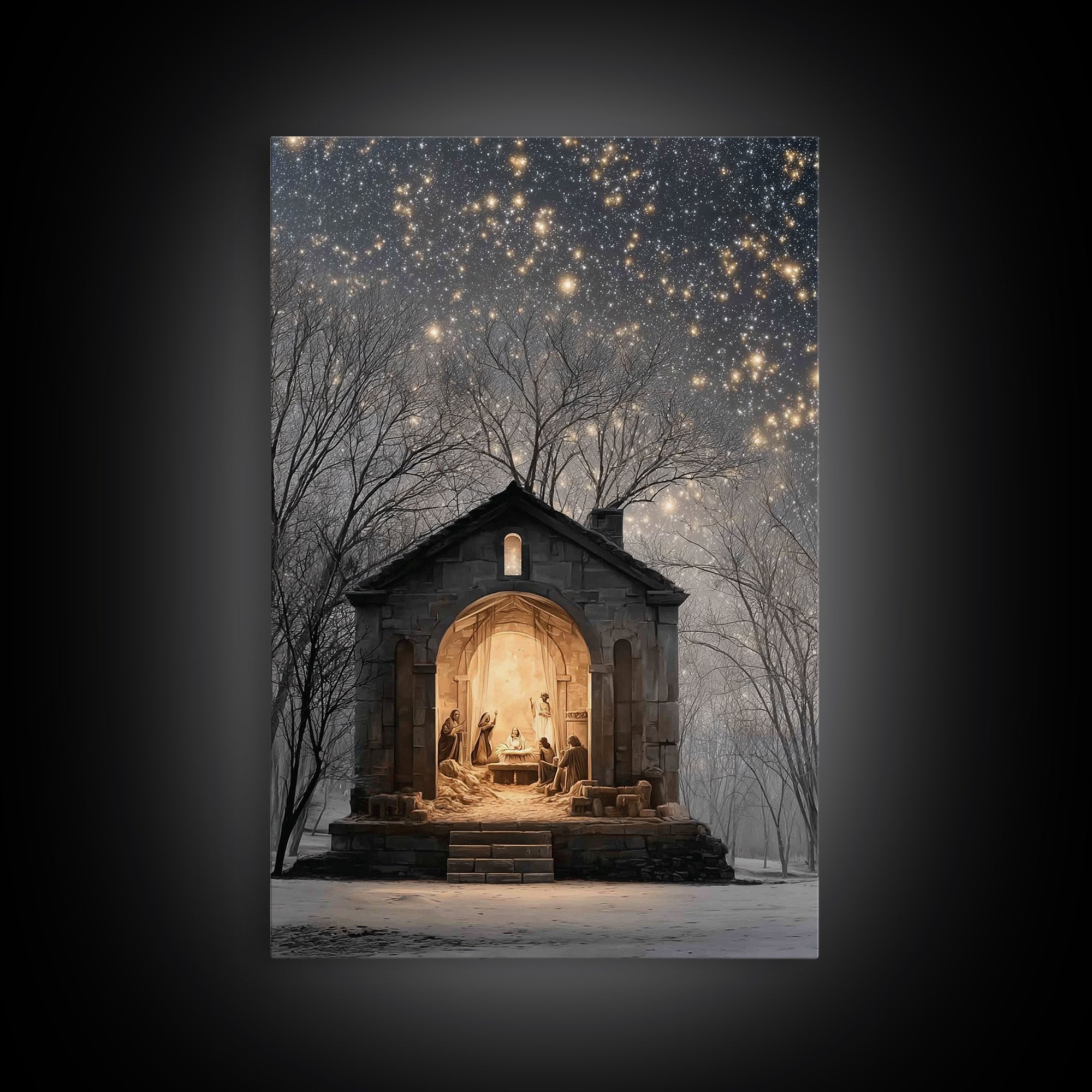 Starborn Nativity – Framed Canvas Print – Christian Christmas Art – Christmas Wall Art – Christmas Art Prints – Christian Art Canvas – Fram