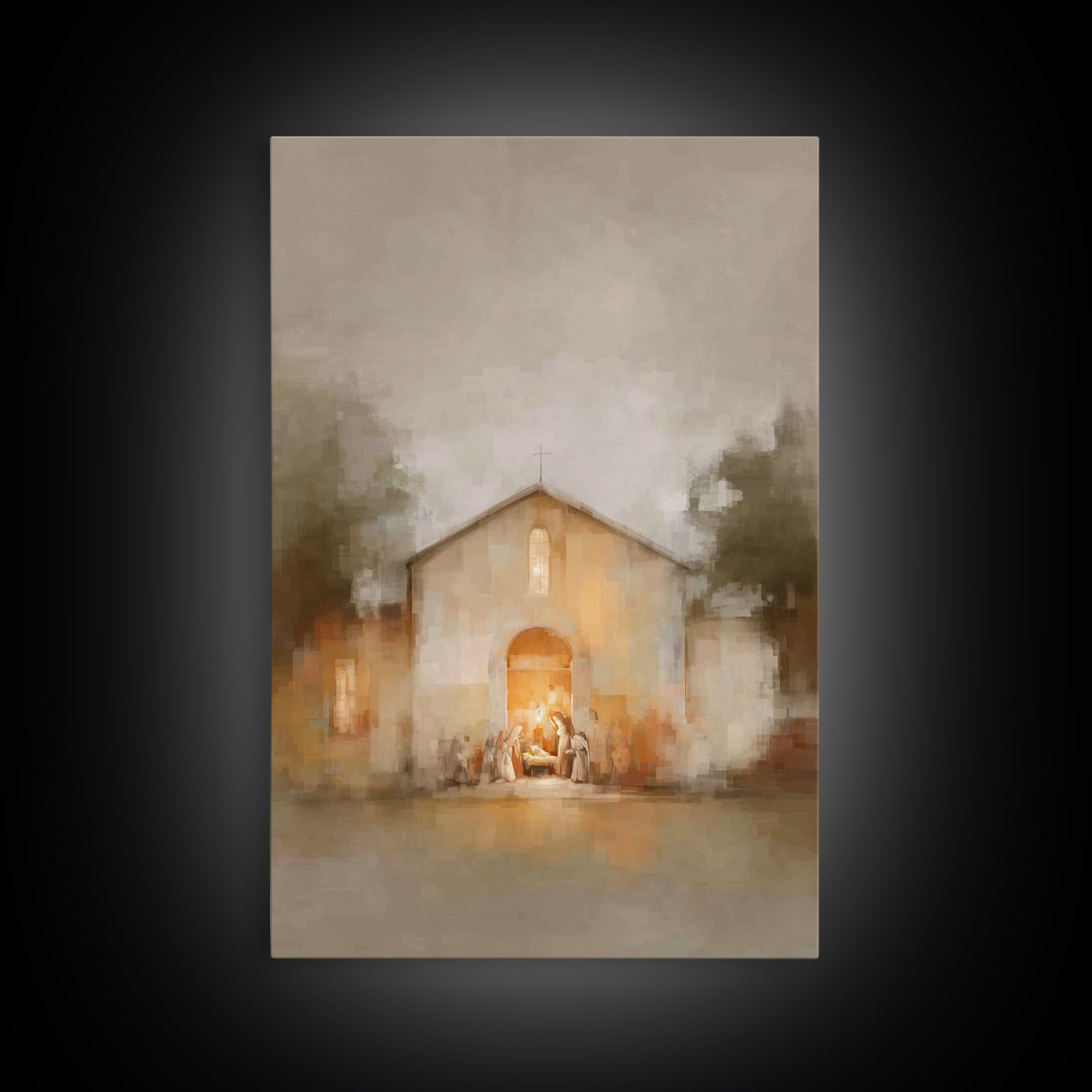 Holy Night Shine – Framed Canvas Print – Christian Christmas Art – Christian Art Canvas – Christmas Wall Art – Modern Christian Art – Chris