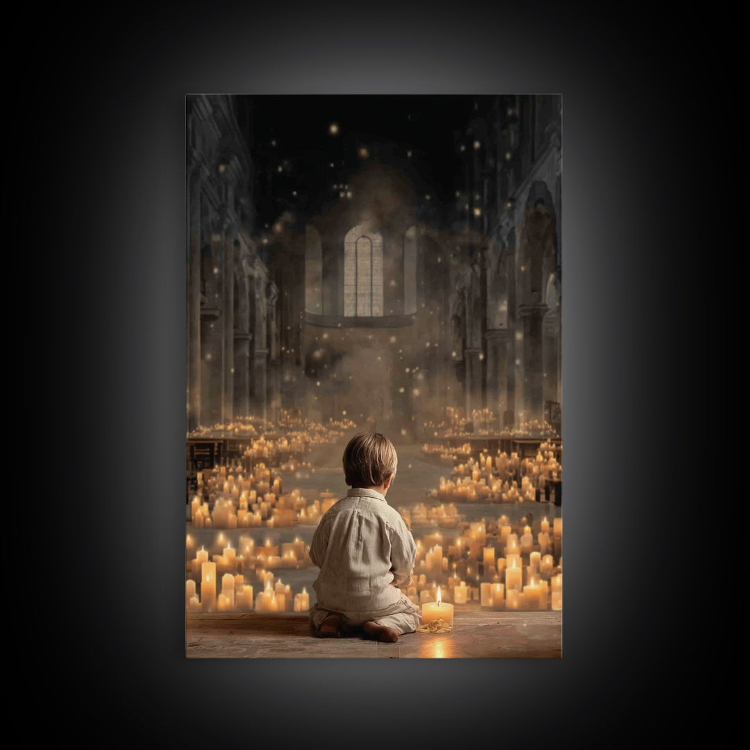 Sanctuary Glow – Framed Canvas Print – Christian Art Canvas – Christian Wall Art – Christmas Art – Christian Christmas Art – Vintage Christ