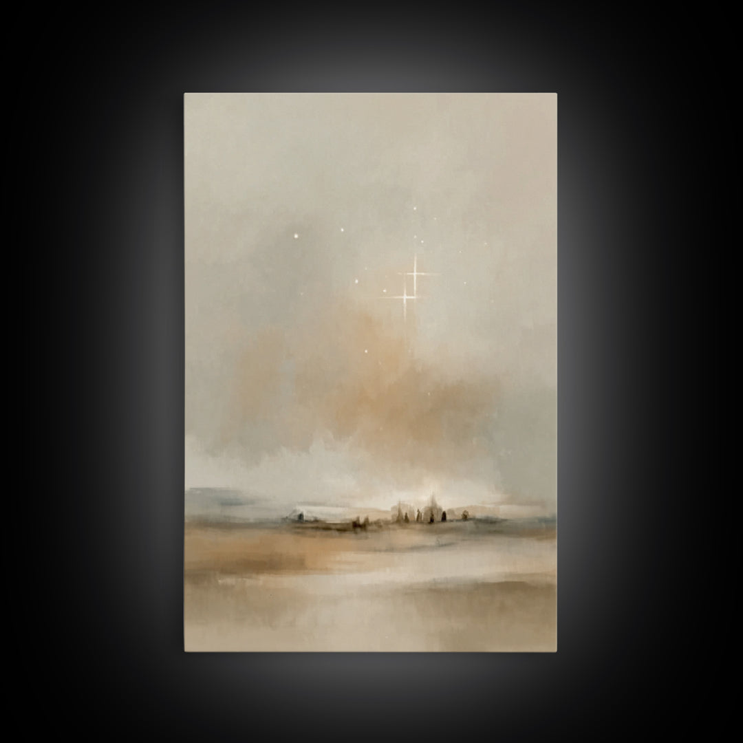 Holy Night Stillness - Framed Canvas Print - Christian Wall Art - Christian Art Print - Christmas Art - Christian Christmas Decor - Jesus A