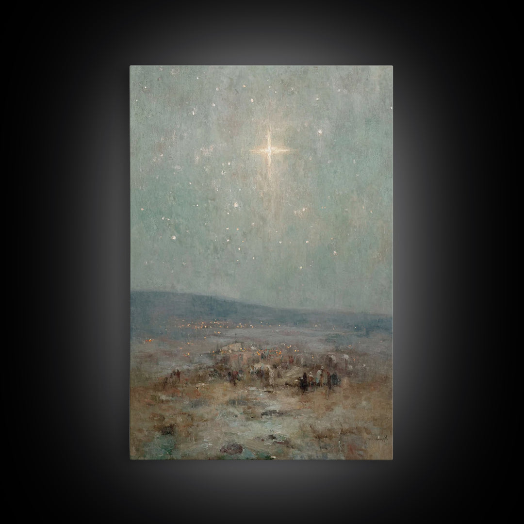 Bethlehem Sky Light - Framed Canvas Print - Christian Art Print - Christian Wall Art - Christian Christmas Art - Jesus Christmas Art - Chri