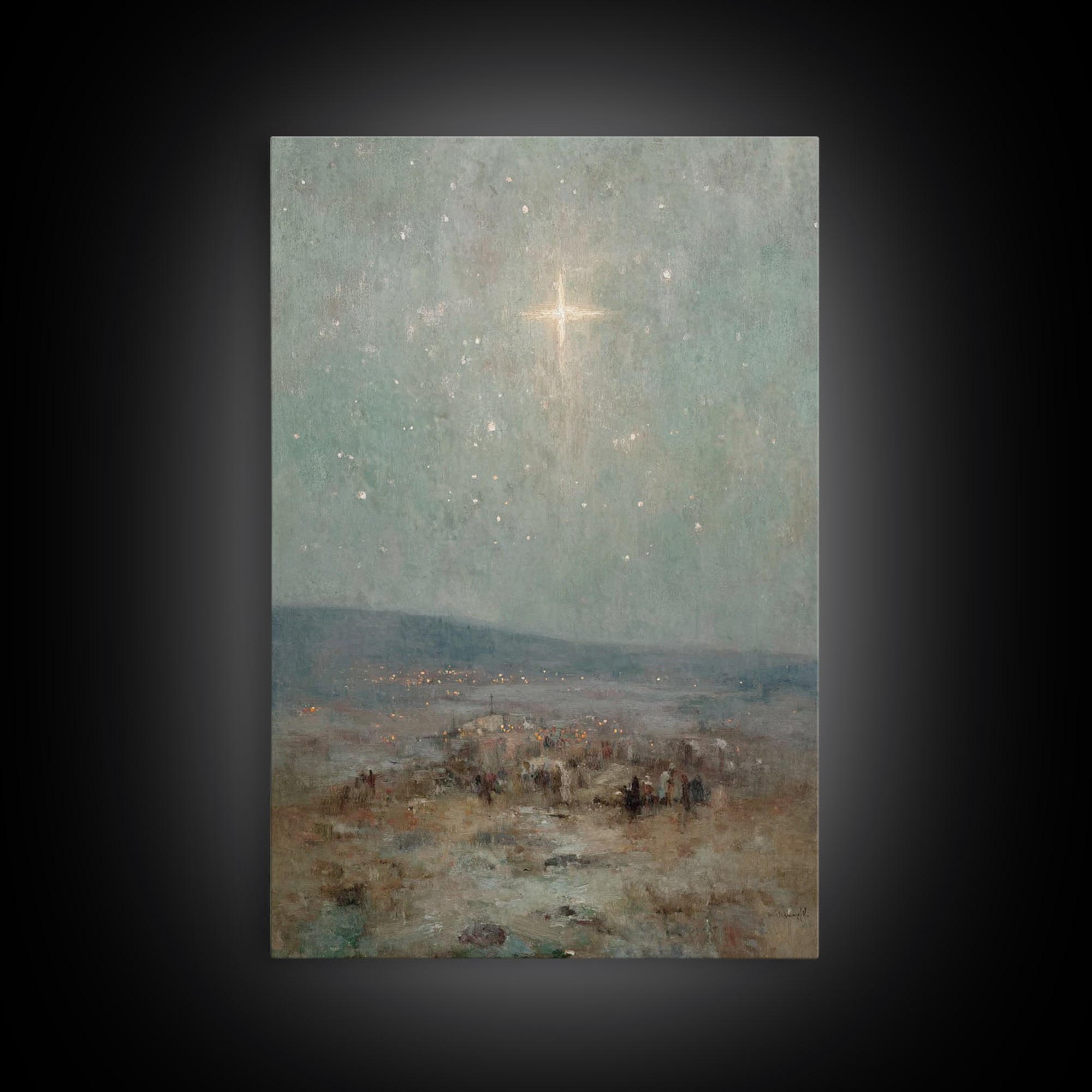 Bethlehem Sky Light - Framed Canvas Print - Christian Art Print - Christian Wall Art - Christian Christmas Art - Jesus Christmas Art - Chri