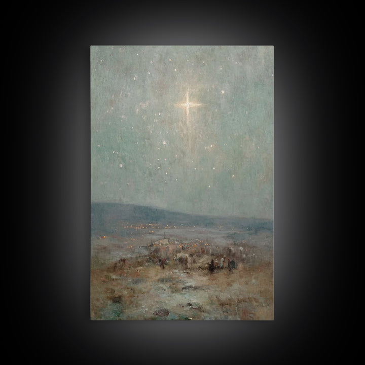 Bethlehem Sky Light - Framed Canvas Print - Christian Art Print - Christian Wall Art - Christian Christmas Art - Jesus Christmas Art - Chri