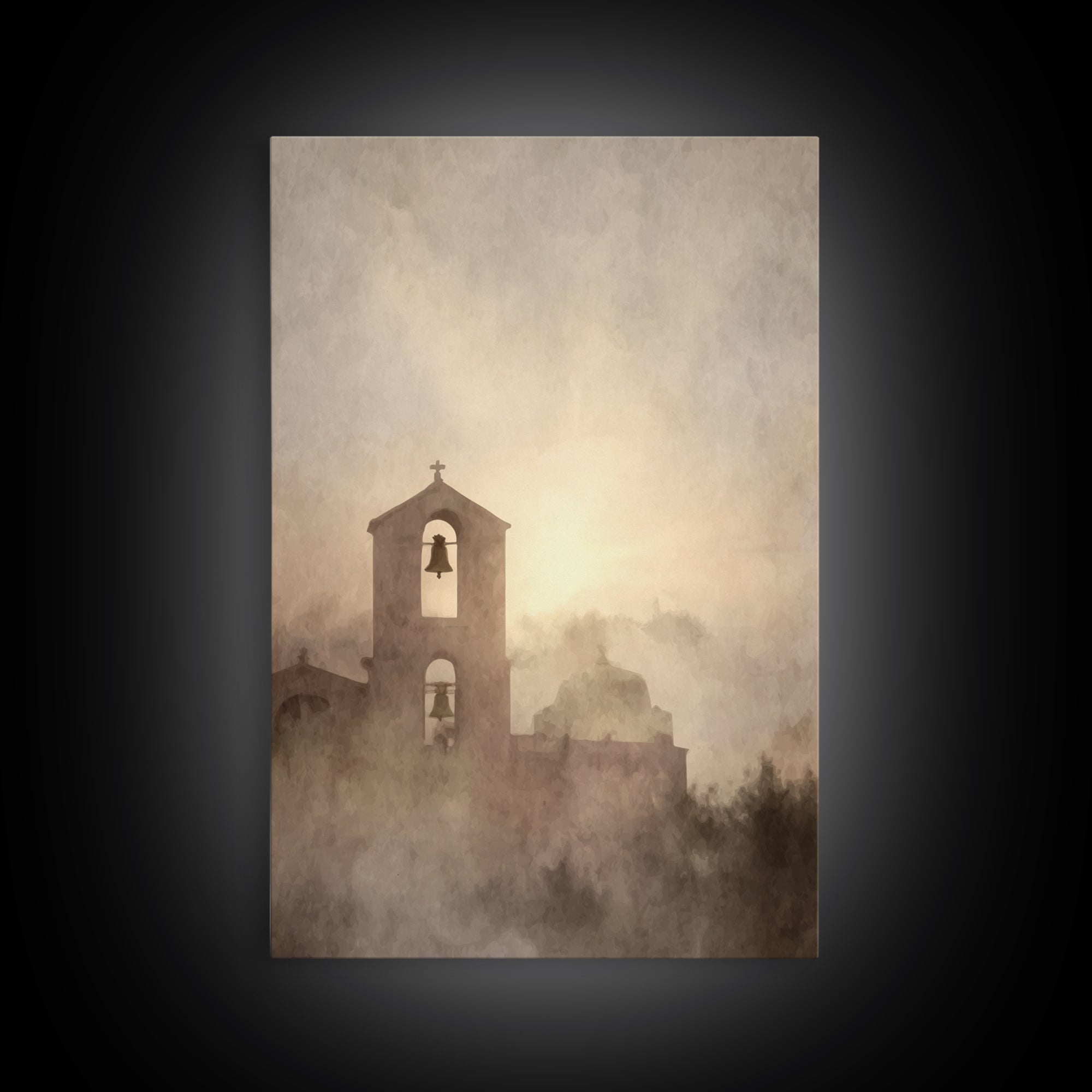 Bell Tower Peace – Framed Canvas Print – Christian Wall Art – Christian Art Painting – Christian Art Canvas – Subtle Christian Art – Christ