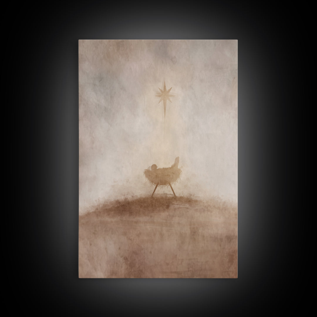 Holy Manger Star – Framed Canvas Print – Christian Christmas Art – Christmas Wall Art – Jesus Christmas Art – Christian Art Canvas – Christ