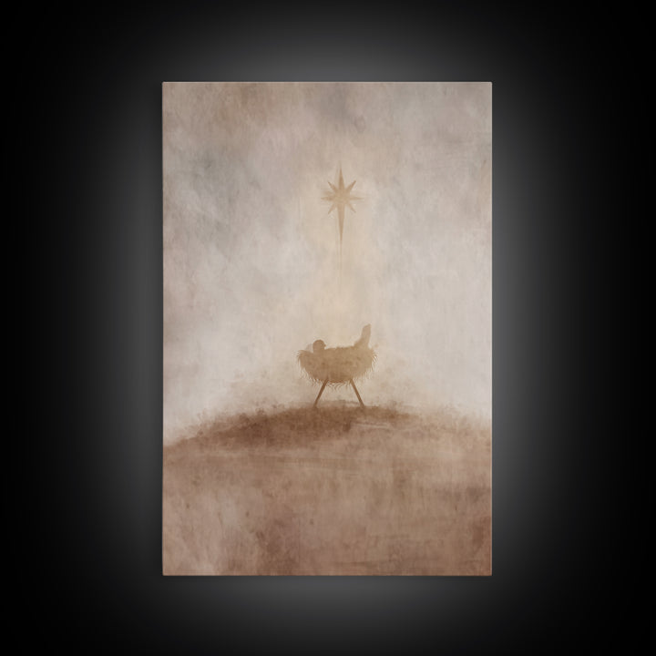 Holy Manger Star – Framed Canvas Print – Christian Christmas Art – Christmas Wall Art – Jesus Christmas Art – Christian Art Canvas – Christ