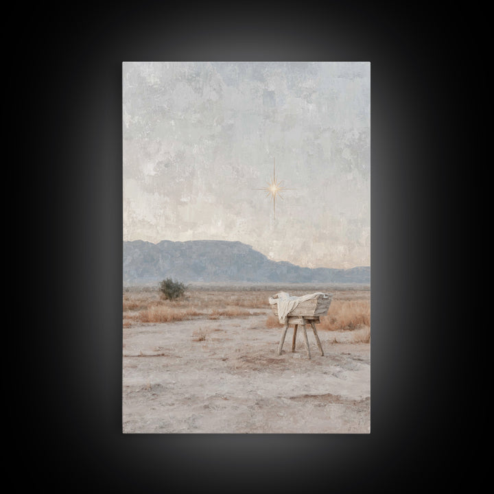 Silent Manger Hope – Framed Canvas Print – Christian Art Canvas – Christian Christmas Art – Christian Wall Art – Christmas Art Work – Jesus