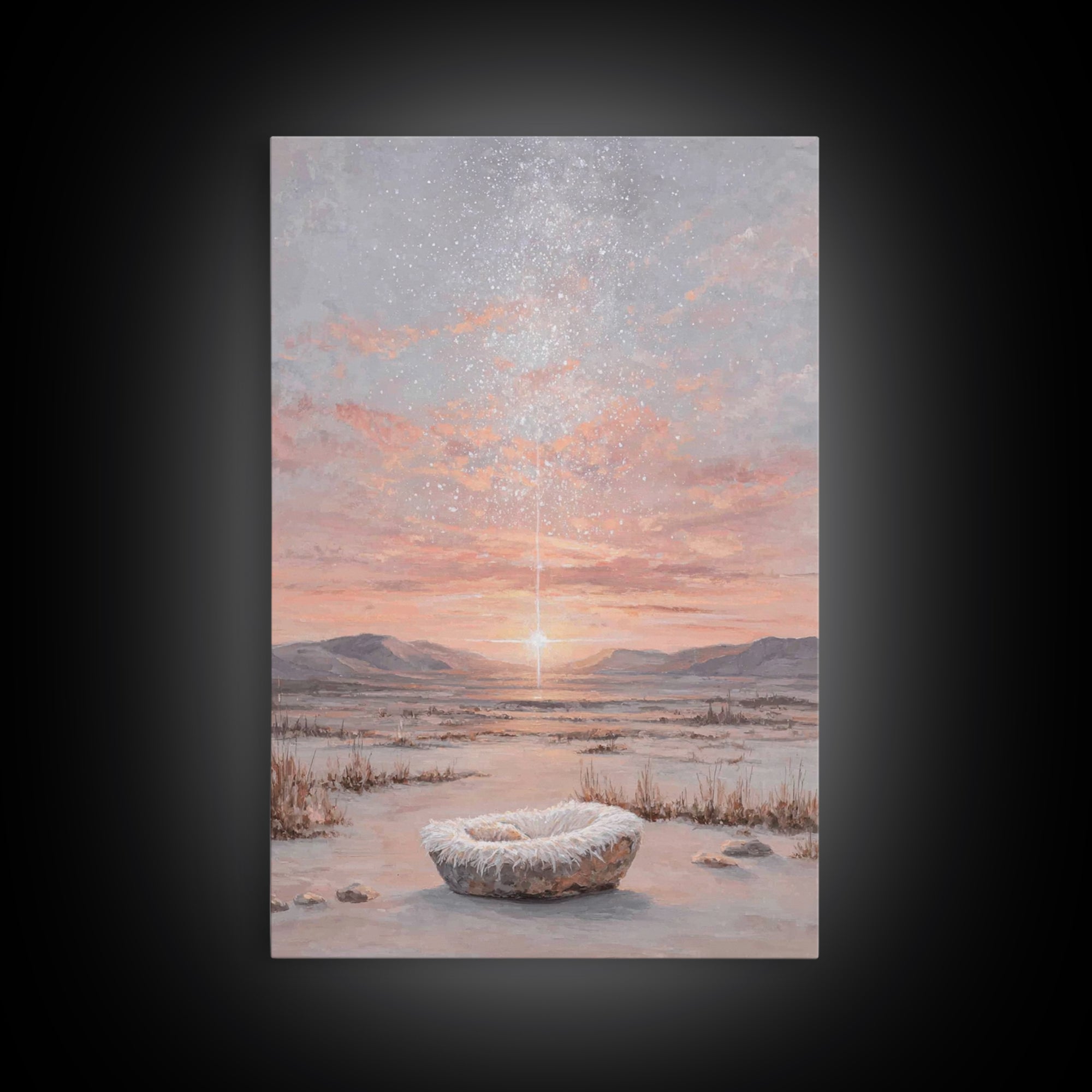 Starry Dawn Birth – Framed Canvas Print – Christian Christmas Art – Christian Art Canvas – Christian Wall Art – Jesus Christmas Art – Chris