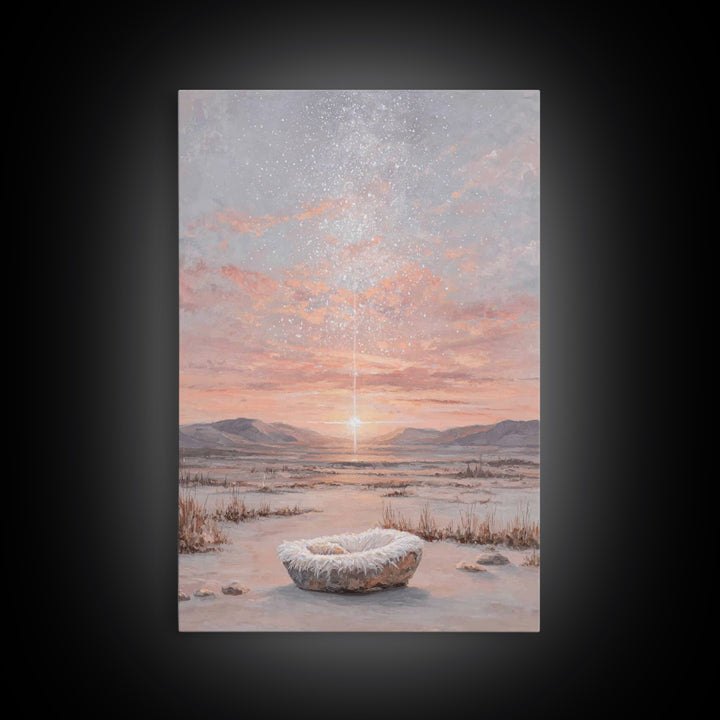 Starry Dawn Birth – Framed Canvas Print – Christian Christmas Art – Christian Art Canvas – Christian Wall Art – Jesus Christmas Art – Chris