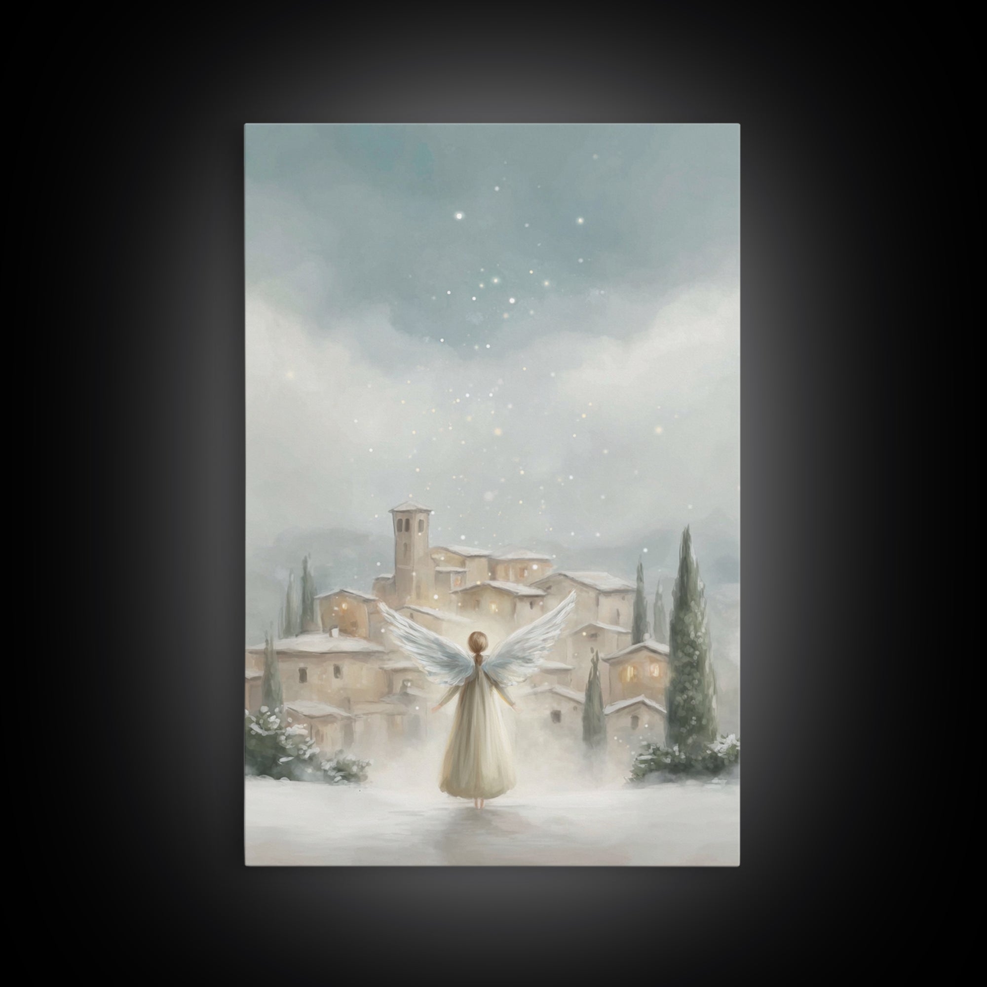 Angel Of Peace – Framed Canvas Print – Christian Christmas Art – Christian Wall Art – Christmas Wall Art – Christian Art Canvas – Modern Ch