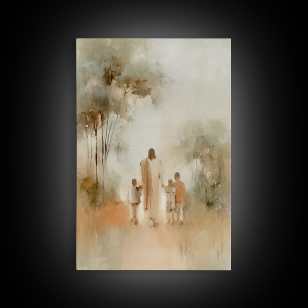 Soft Dawn Blessing | Framed Canvas Print | Christian Wall Art | Jesus Painting | Christian Art Print | Christian Decor | Christmas Art