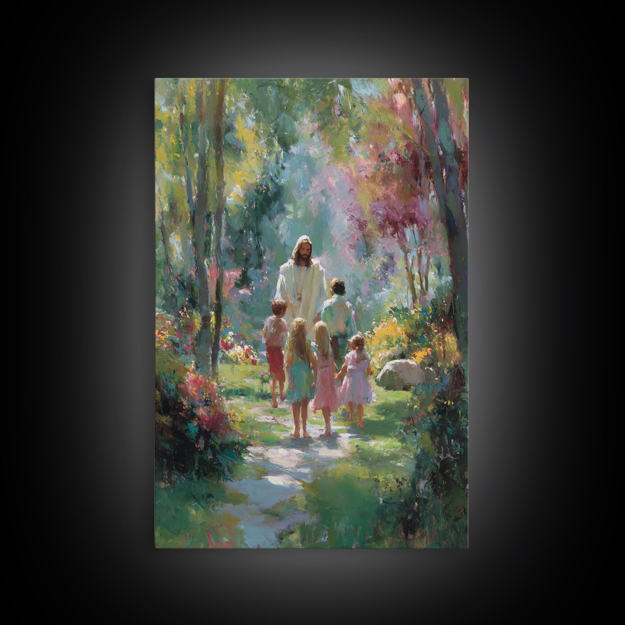 Sacred Path Light, Framed Canvas Print, Christian Wall Art, Christian Art Canvas, Jesus Painting, Christian Decor, Christmas Art