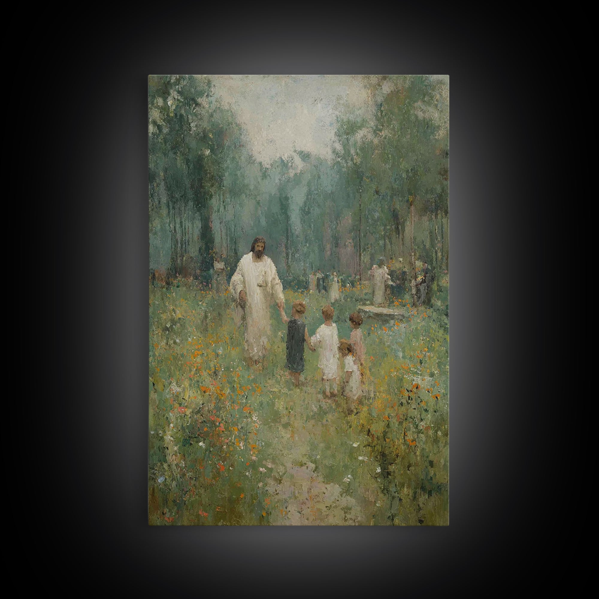 Heaven’s Gentle Walk | Framed Canvas Print | Christian Art Canvas | Christian Wall Art | Jesus Painting | Christian Gift Ideas | Christmas