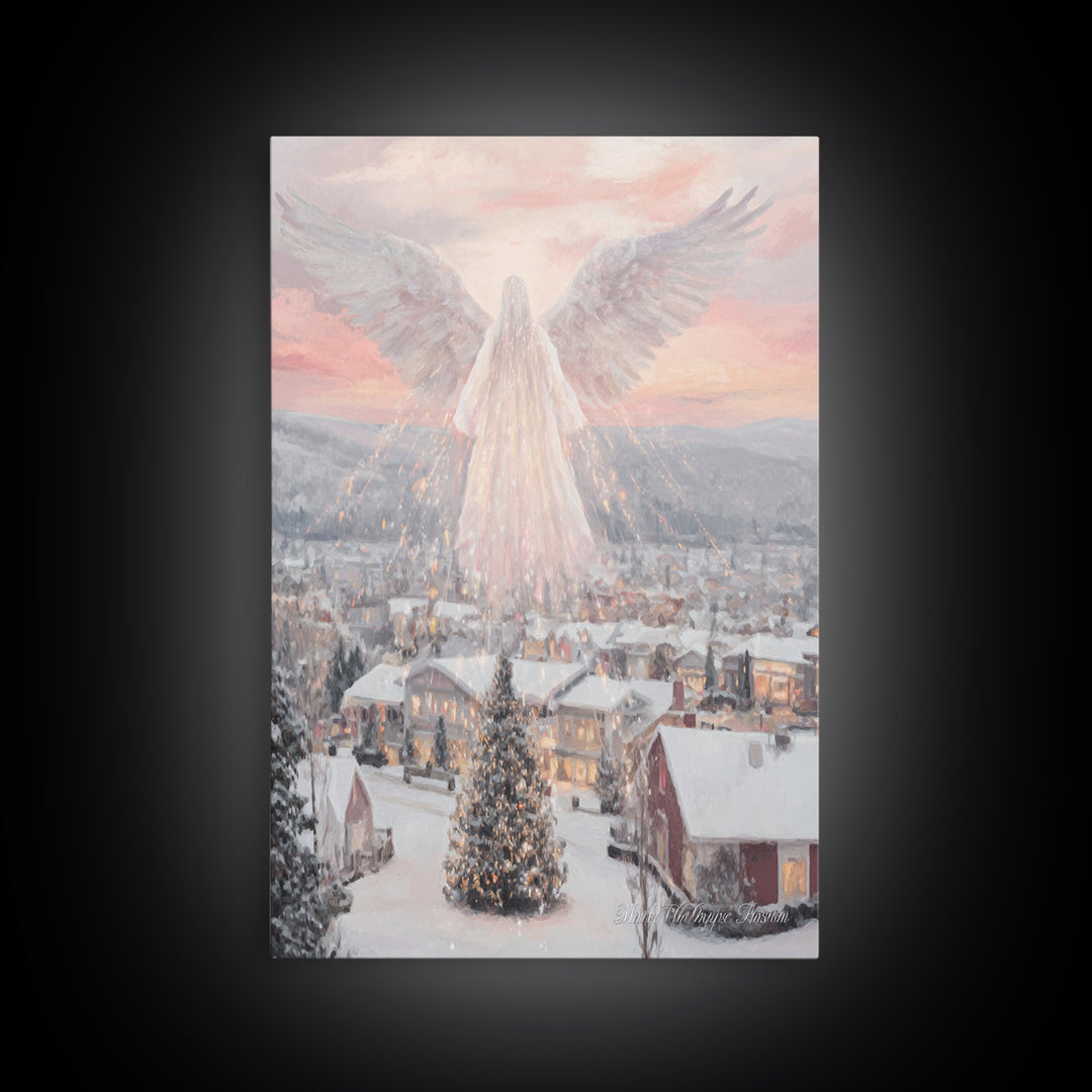 Guardian Over Bethlehem – Framed Canvas Print – Christmas Art – Christian Art Canvas – Christian Wall Art – Framed Christmas Art – Christia