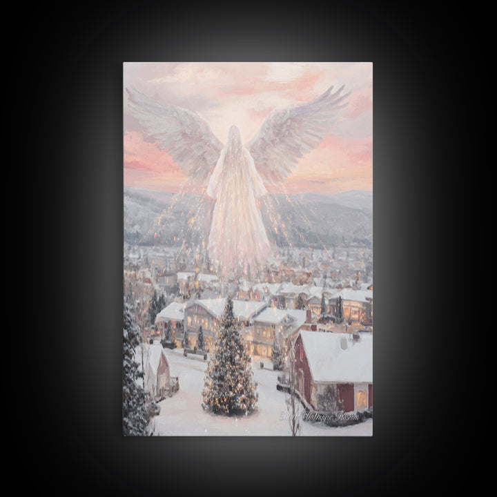 Guardian Over Bethlehem – Framed Canvas Print – Christmas Art – Christian Art Canvas – Christian Wall Art – Framed Christmas Art – Christia
