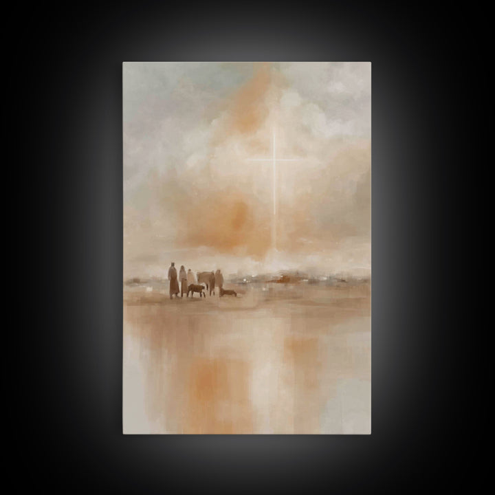 Calm Horizon Grace – Framed Canvas Print – Christian Art Canvas – Christian Wall Art – Jesus Painting – Christian Decor – Christmas Art