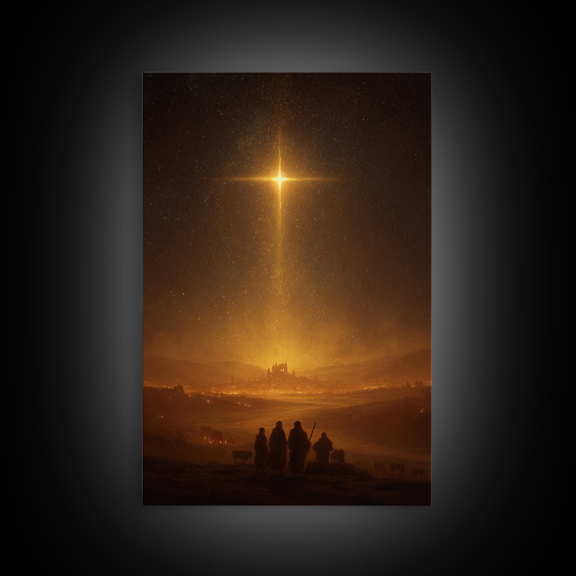 Star Of Bethlehem – Framed Canvas Print – Christmas Art – Christian Wall Art – Christian Art Canvas – Christian Christmas Art – Jesus Paint