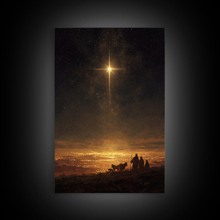 Night Watch Glory, Framed Canvas Print, Christian Wall Art, Christmas Art, Christian Art Canvas, Christian Christmas Art, Jesus Painting