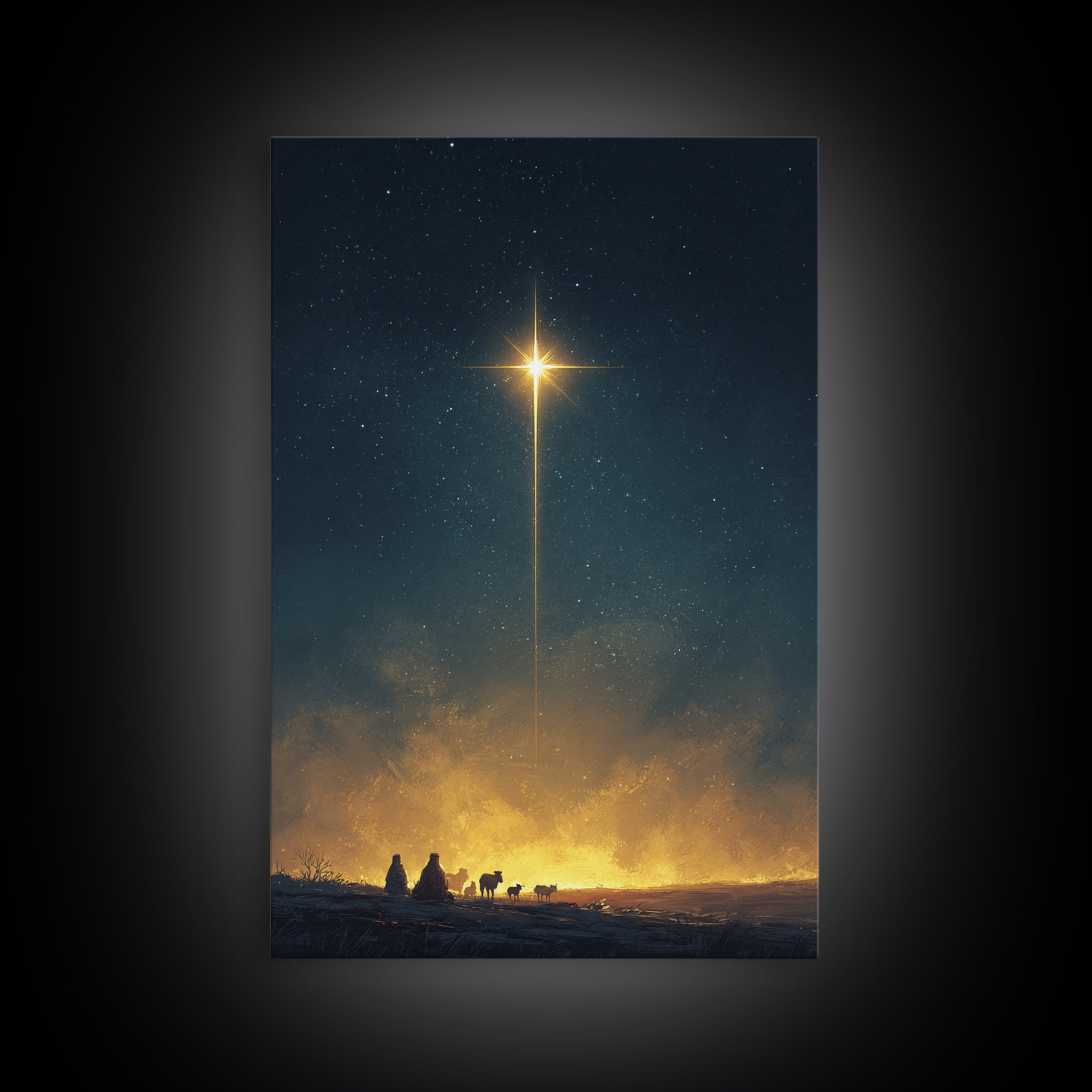 Silent Horizon Star | Framed Canvas Print | Christmas Art | Christian Wall Art | Christian Art Canvas | Jesus Painting | Christian Christma