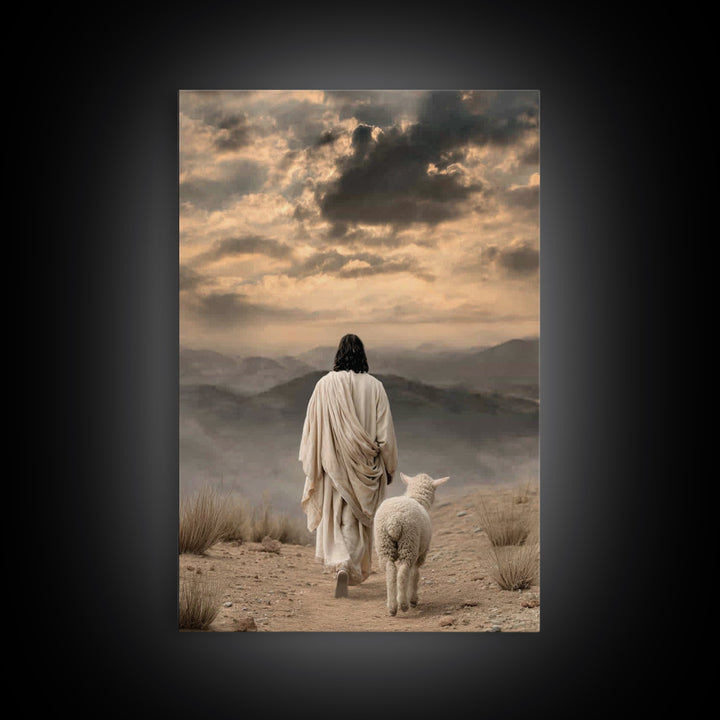 Desert Shepherd Light | Framed Canvas Print | Christian Wall Art | Christian Art Canvas | Jesus Painting | Christian Gift Ideas | Vintage C