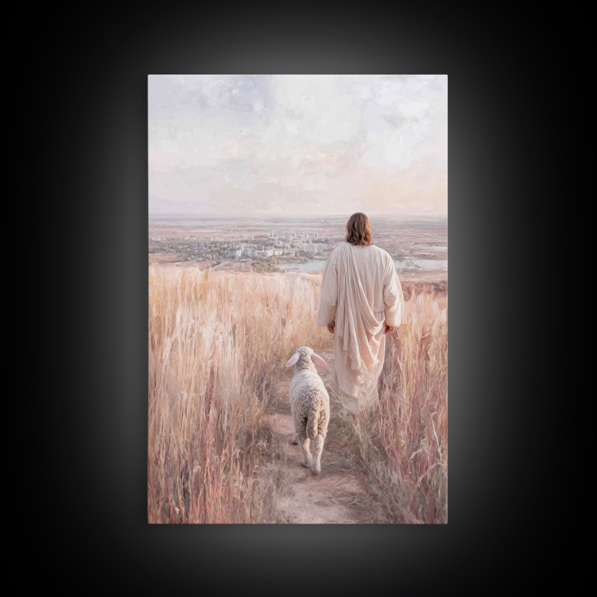 Hillside Of Mercy, Framed Canvas Print, Christian Art Canvas, Jesus Painting, Christian Wall Art, Christian Christmas Art, Modern Christian