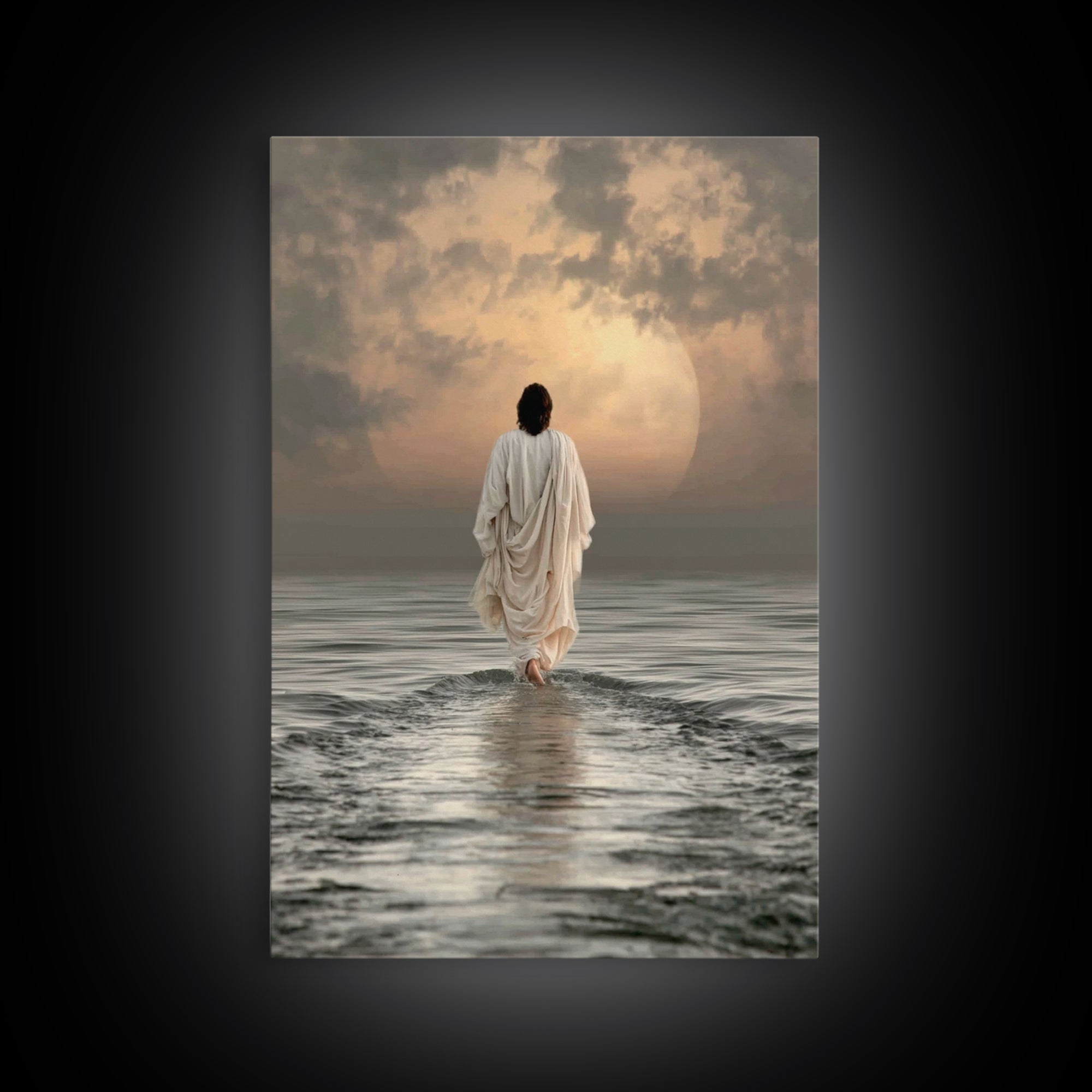 Waves Of Salvation – Framed Canvas Print – Christian Art Canvas – Jesus Painting – Christian Wall Art – Modern Christian Art – Christian Gi