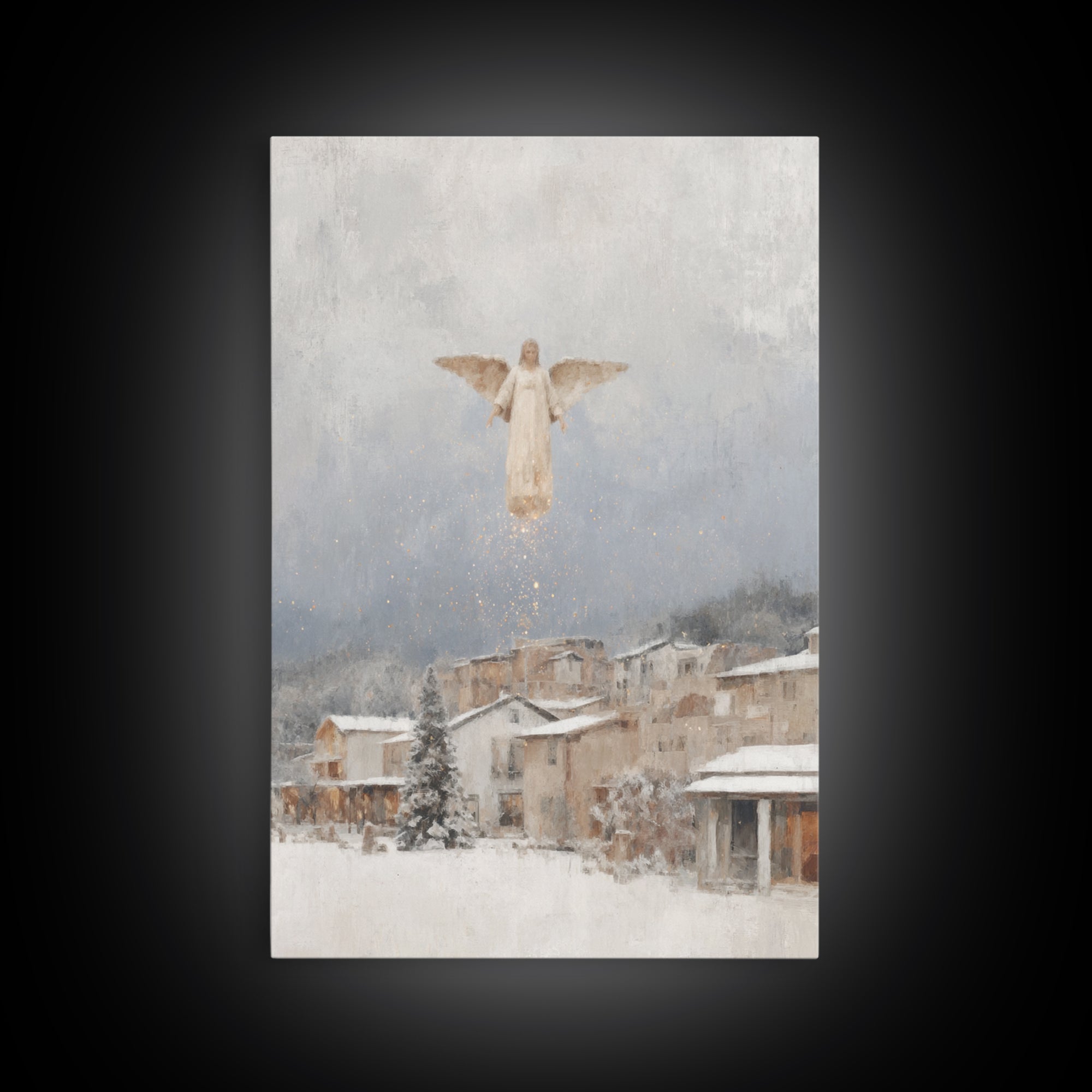 Heavenly Watcher – Framed Canvas Print – Christian Art Canvas – Christian Christmas Art – Christian Art Print – Minimalist Christian Art –