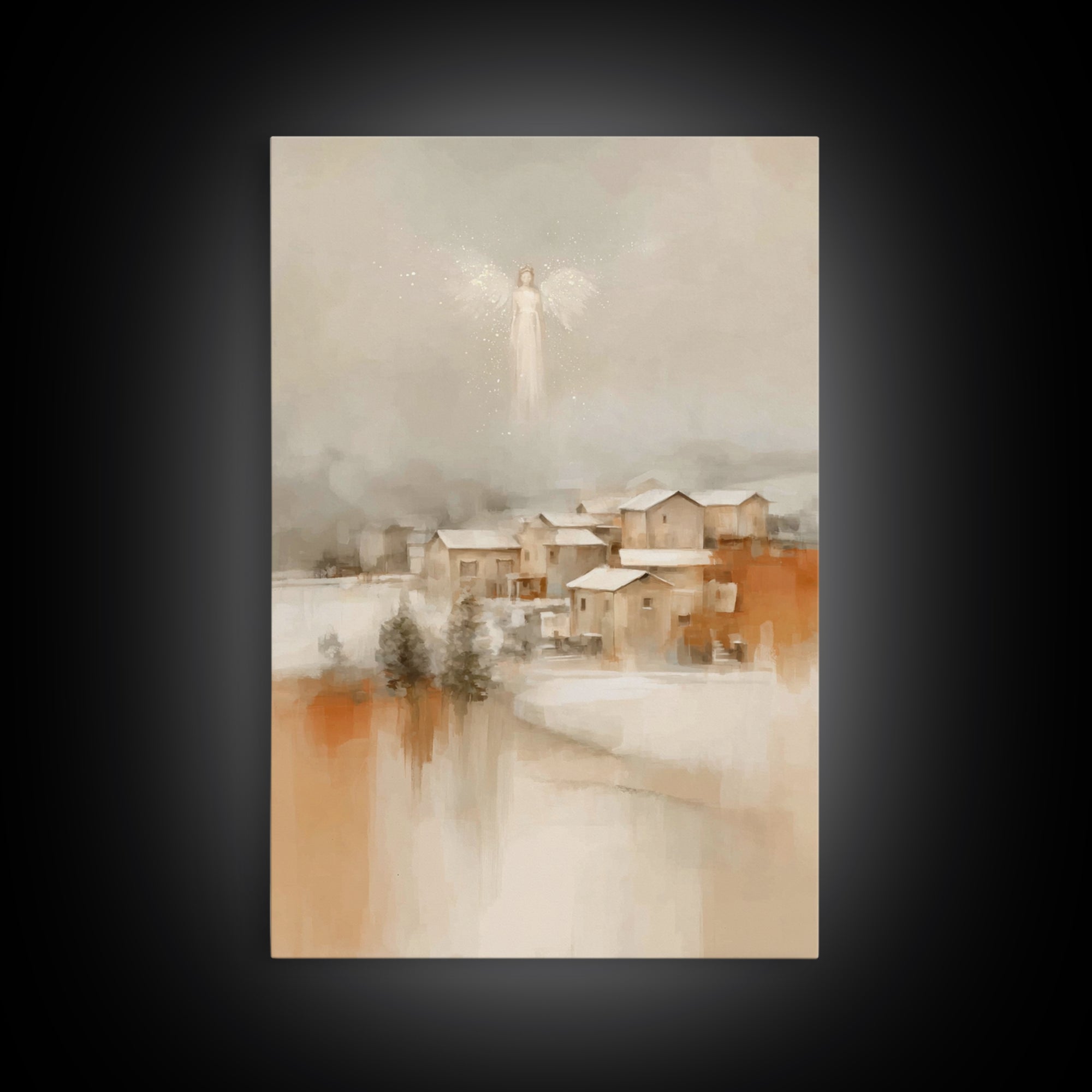 Angel In The Mist – Framed Canvas Print – Subtle Christian Art – Christian Art Canvas – Christian Wall Art – Christmas Art – Christian Chri