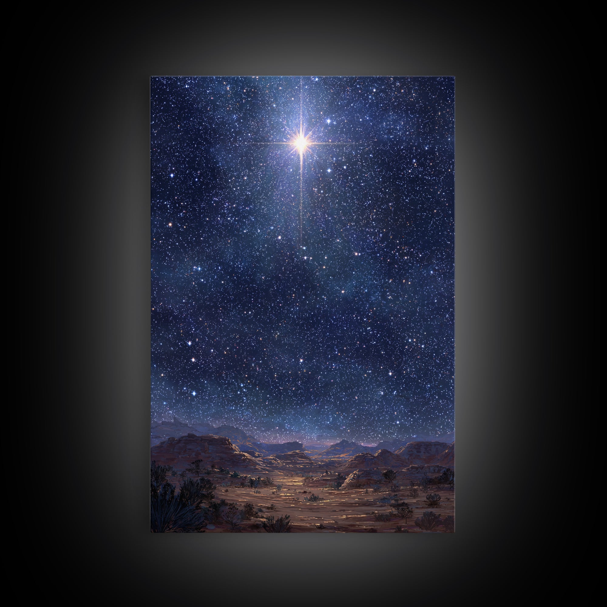 Star Of The Night | Framed Canvas Print | Christmas Wall Art | Christian Art Canvas | Christian Christmas Art | Moody Christmas Art | Chris