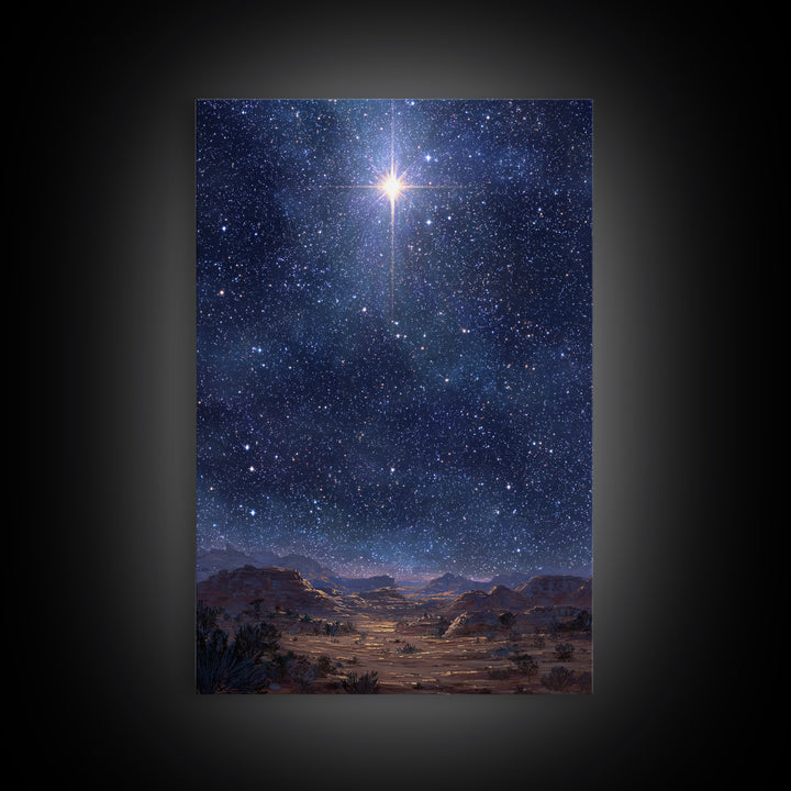 Star Of The Night | Framed Canvas Print | Christmas Wall Art | Christian Art Canvas | Christian Christmas Art | Moody Christmas Art | Chris