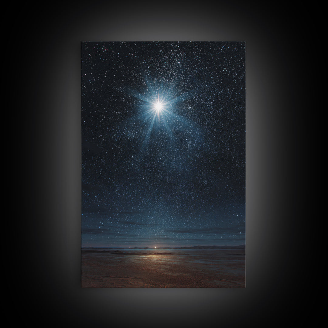 Holy Radiant Star – Framed Canvas Print – Christian Art Canvas – Christmas Wall Art – Christian Christmas Art – Modern Christian Art – Chri