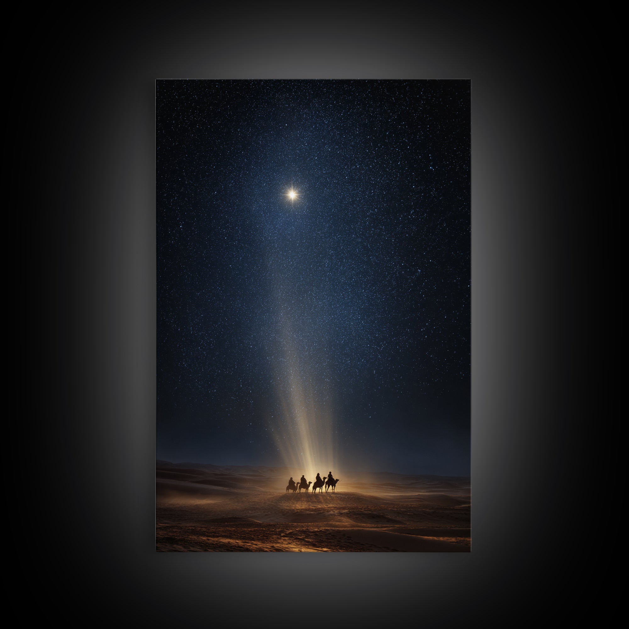 Wisemen Night Journey, Framed Canvas Print, Christian Christmas Art, Christmas Wall Art, Christian Art Canvas, Modern Christian Art, Christ